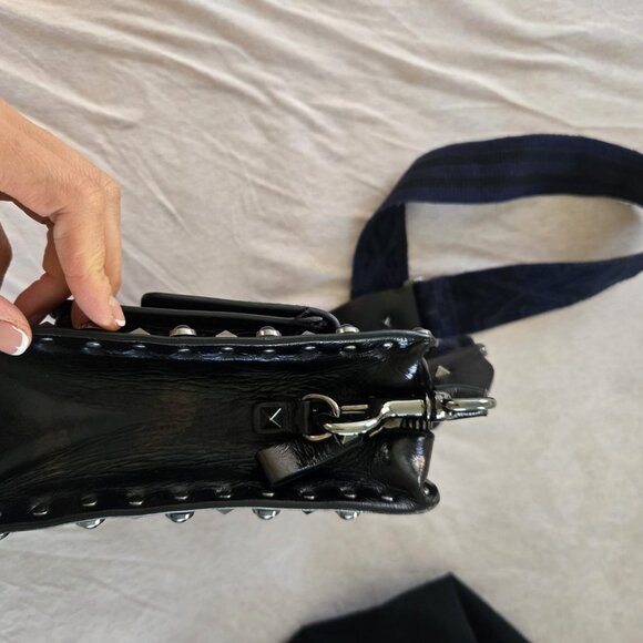 Valentino Garavani Black Rockstud Rolling Bag with Guitar Strap - Picture 4 of 7